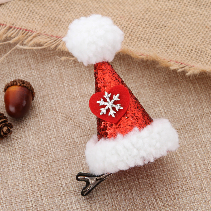 Wholesale Christmas Hat Sequin Hair Clips